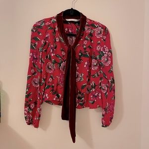 ZARA trafaluo collection - floral pussy bow blouse